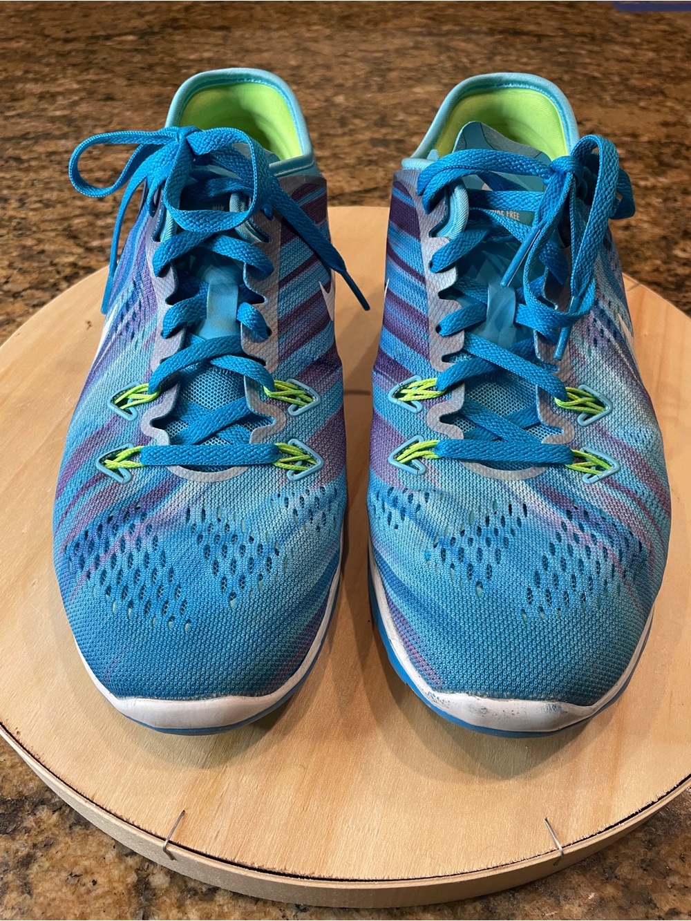 Nike Blue Athletic Running Shoes with Lime Accents